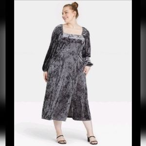 NWT grey/silver velour dress